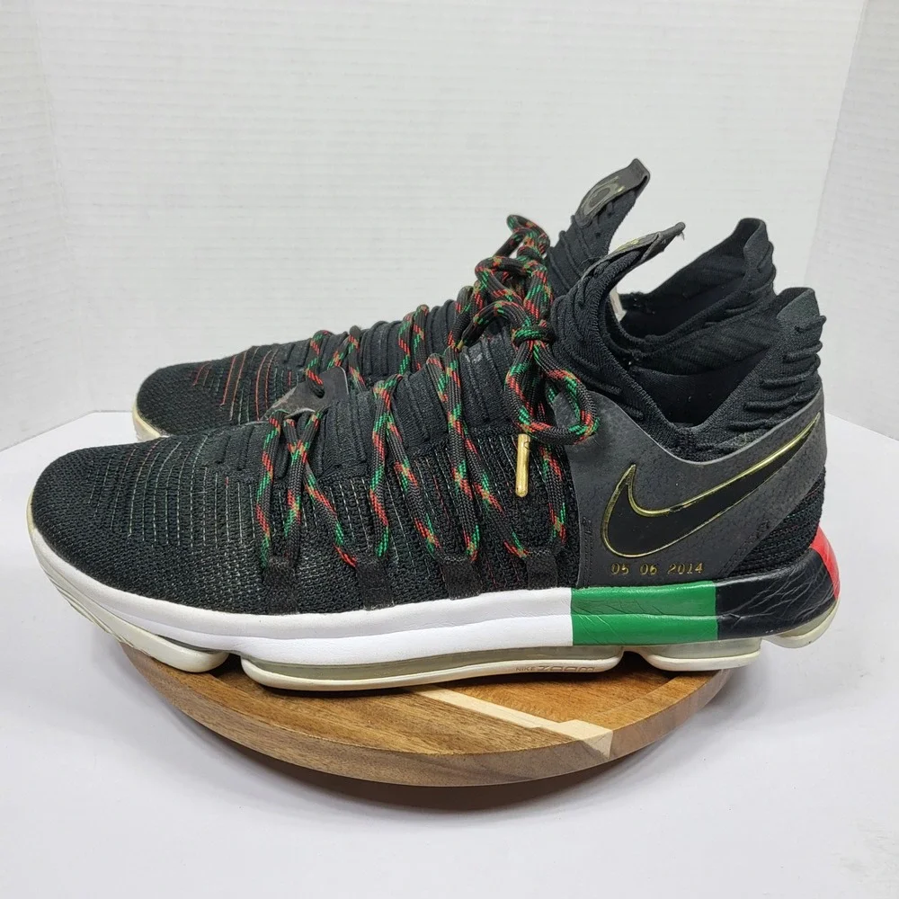 Nike KD 10 BHM Men Size 12 Black Multi Color Good Basketball Sneakers 897817-003